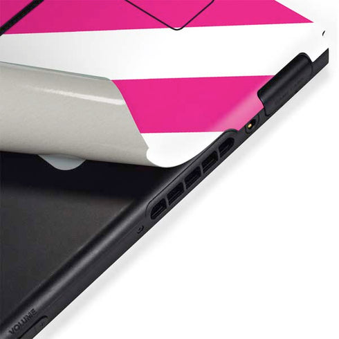 Pink and White Geometric Stripes Nintendo Switch Bundle Skin