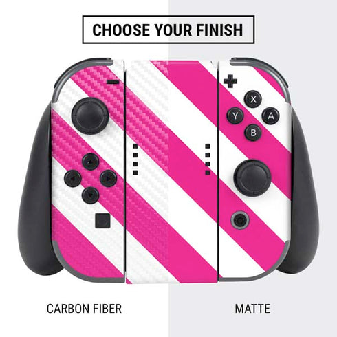 Pink and White Geometric Stripes Nintendo Switch Bundle Skin