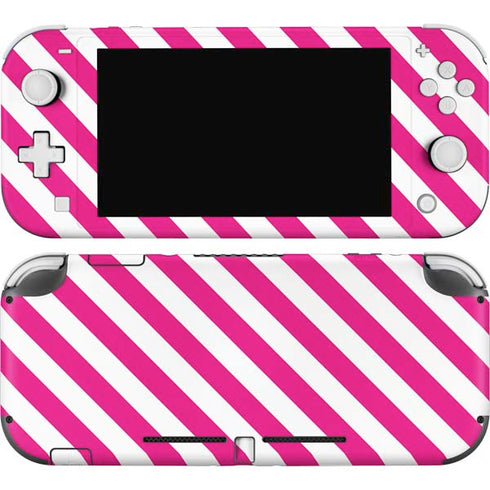 Pink and White Geometric Stripes Nintendo Switch Lite Skin
