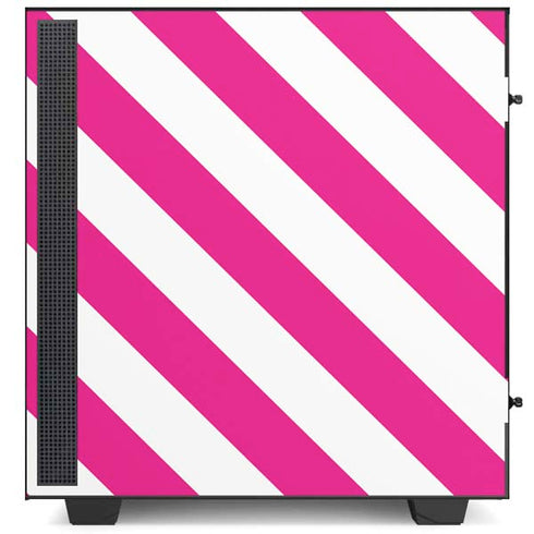 Pink and White Geometric Stripes NZXT H510 Compact ATX Mid-Tower Case Skin