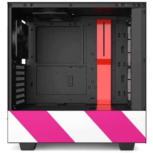 Pink and White Geometric Stripes NZXT H510 Compact ATX Mid-Tower Case Skin