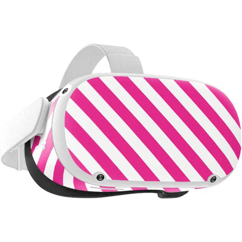 Pink and White Geometric Stripes Oculus Quest 2 Skin