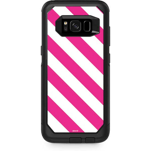 Pink and White Geometric Stripes Otterbox Commuter Galaxy Skin