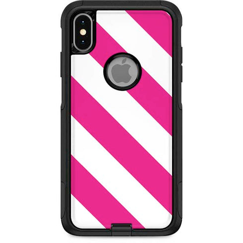 Pink and White Geometric Stripes Otterbox Commuter iPhone Skin