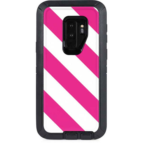 Pink and White Geometric Stripes Otterbox Defender Galaxy Skin