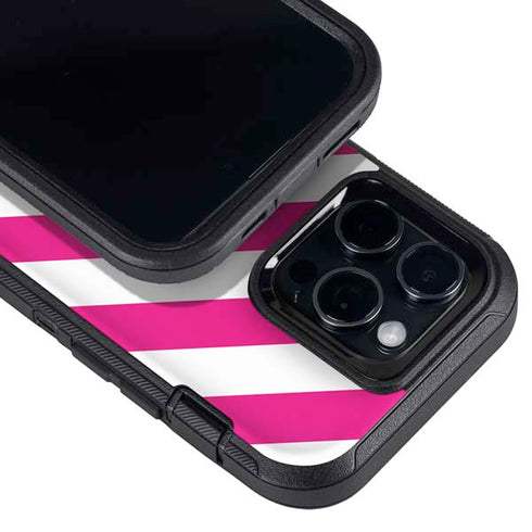 Pink and White Geometric Stripes Otterbox Defender iPhone Skin