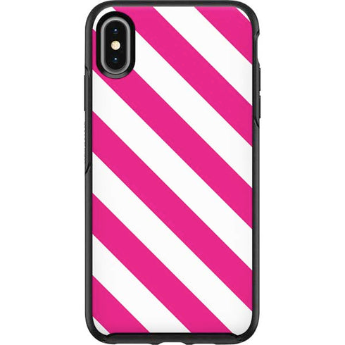 Pink and White Geometric Stripes Otterbox Symmetry iPhone Skin