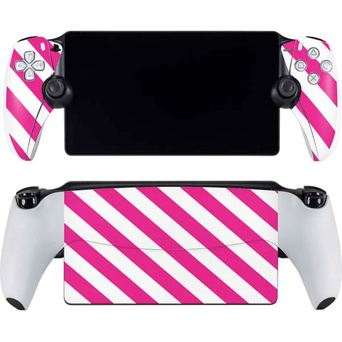 Pink and White Geometric Stripes PlayStation Portal Remote Player Skin