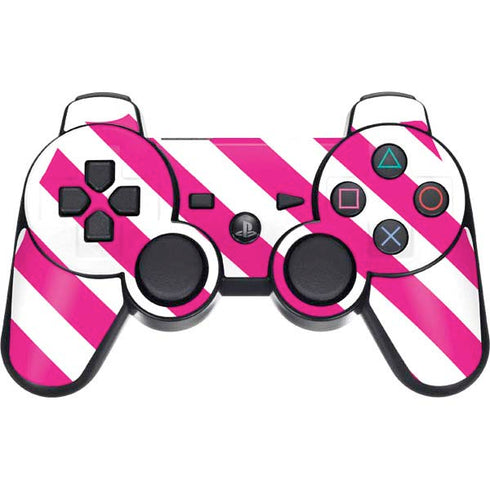 Pink and White Geometric Stripes PS3 Dual Shock wireless controller Skin