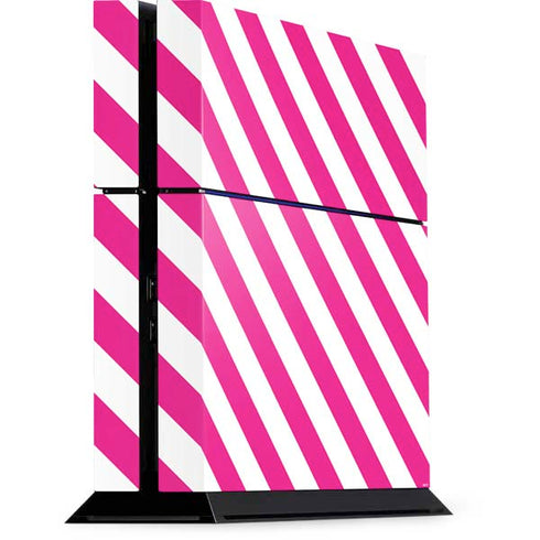 Pink and White Geometric Stripes PS4 Console Skin