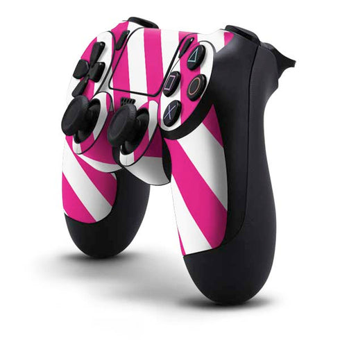 Pink and White Geometric Stripes PS4 Controller Skin