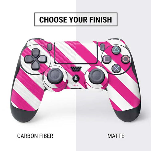 Pink and White Geometric Stripes PS4 Controller Skin