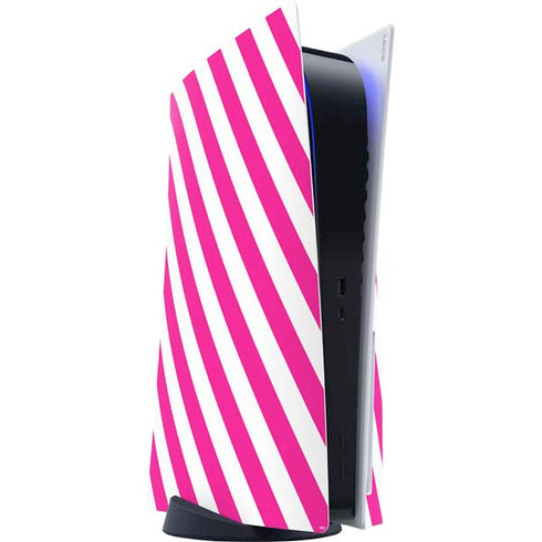 Pink and White Geometric Stripes PS5 Console Skin