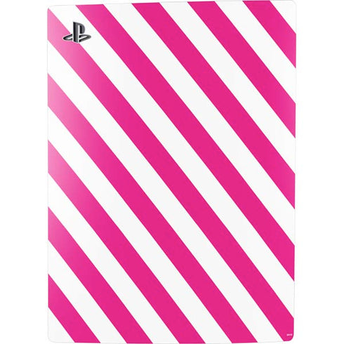 Pink and White Geometric Stripes PS5 Console Skin