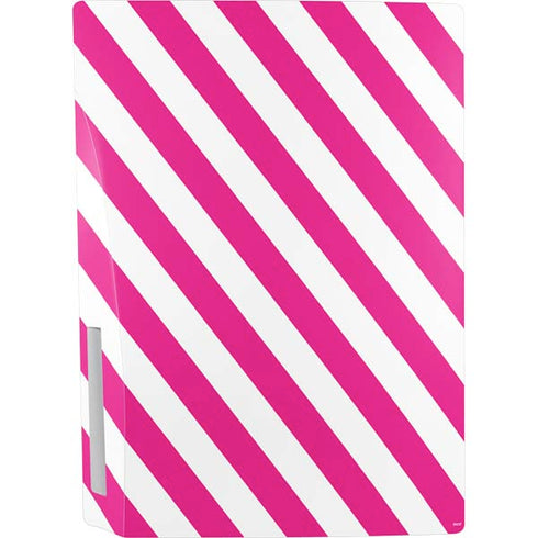 Pink and White Geometric Stripes PS5 Console Skin