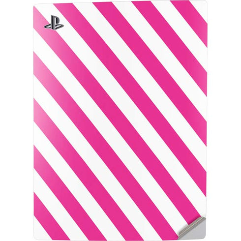 Pink and White Geometric Stripes PS5 Digital Edition Console Skin