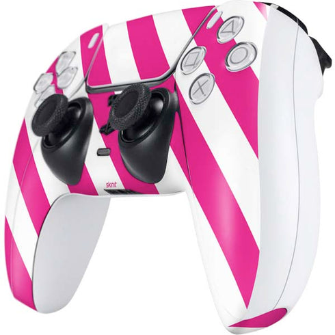Pink and White Geometric Stripes PS5 Controller Skin