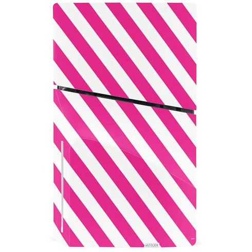 Pink and White Geometric Stripes PS5 Slim Disk Bundle Skin