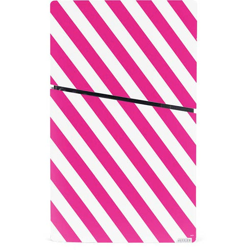 Pink and White Geometric Stripes PS5 Slim Digital Edition Bundle Skin