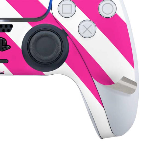 Pink and White Geometric Stripes PS5 Slim Digital Edition Bundle Skin