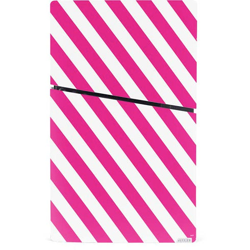 Pink and White Geometric Stripes PS5 Slim Digital Edition Console Skin