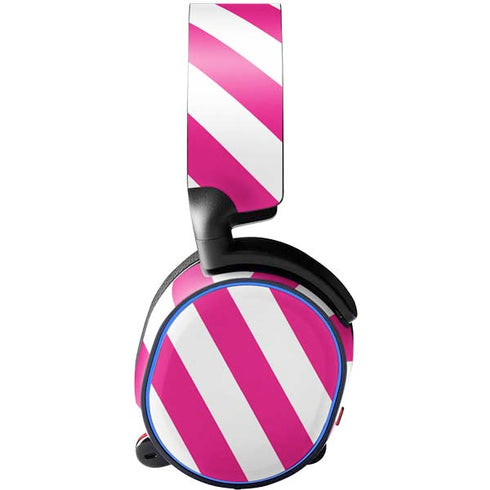 Pink and White Geometric Stripes SteelSeries Arctis 3 Skin