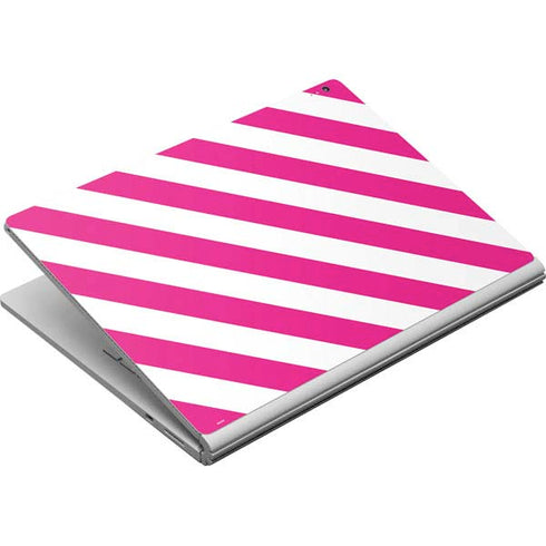 Pink and White Geometric Stripes Surface Book Skin
