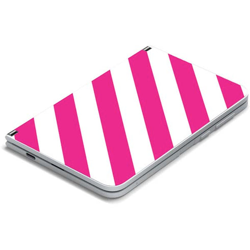 Pink and White Geometric Stripes Surface Duo Skin