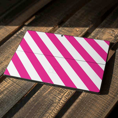 Pink and White Geometric Stripes Surface Pro 7 Skin