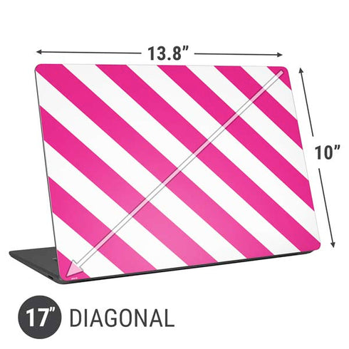 Pink and White Geometric Stripes Universal Laptop 17in (13.8 x 10in) Skin