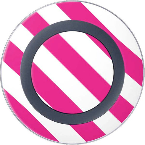 Pink and White Geometric Stripes Wireless Charger Skin