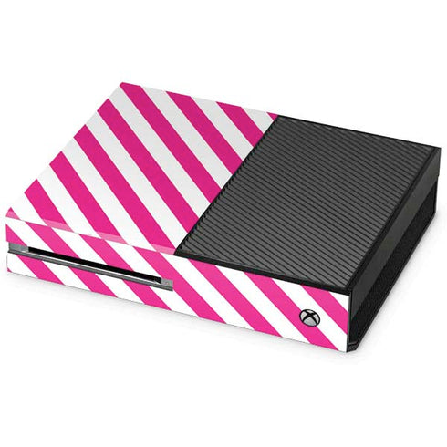 Pink and White Geometric Stripes Xbox One Console Skin