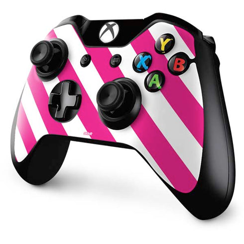 Pink and White Geometric Stripes Xbox One Controller Skin