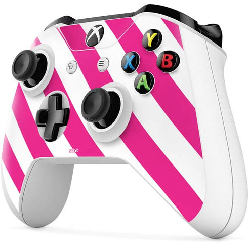 Pink and White Geometric Stripes Xbox One S Controller Skin