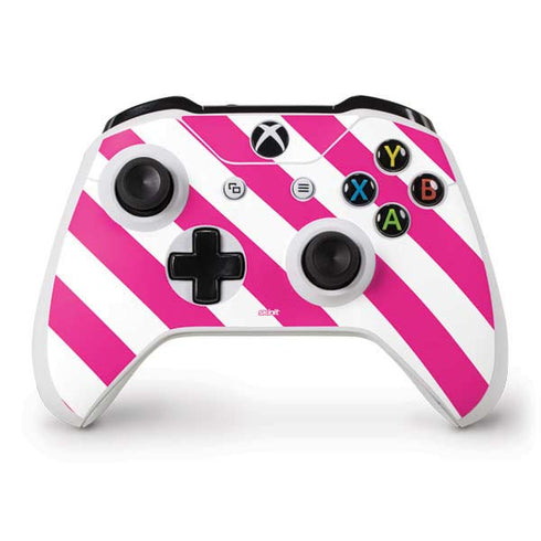 Pink and White Geometric Stripes Xbox One S Controller Skin