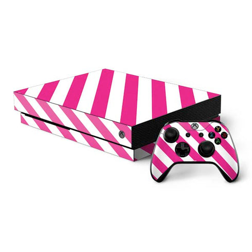 Pink and White Geometric Stripes Xbox One X Bundle Skin