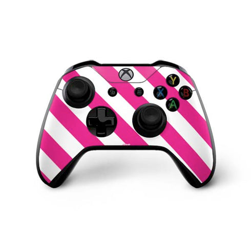 Pink and White Geometric Stripes Xbox One X Controller Skin
