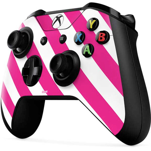 Pink and White Geometric Stripes Xbox One X Controller Skin