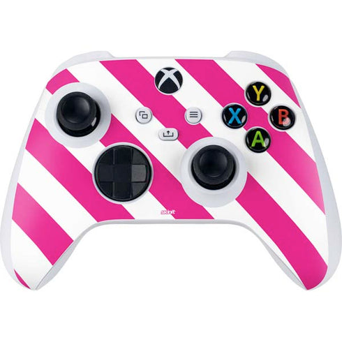 Pink and White Geometric Stripes Xbox Series S Controller Skin