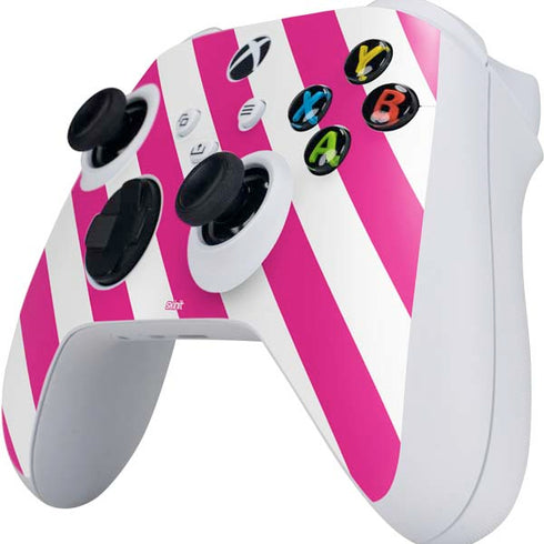 Pink and White Geometric Stripes Xbox Series S Controller Skin
