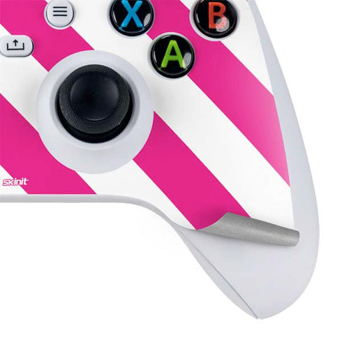 Pink and White Geometric Stripes Xbox Series S Controller Skin