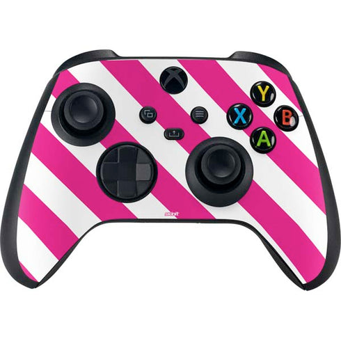 Pink and White Geometric Stripes Xbox Series X Controller Skin