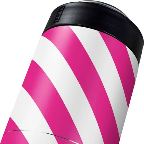 Pink and White Geometric Stripes Yeti Colster Can Insulator Skin