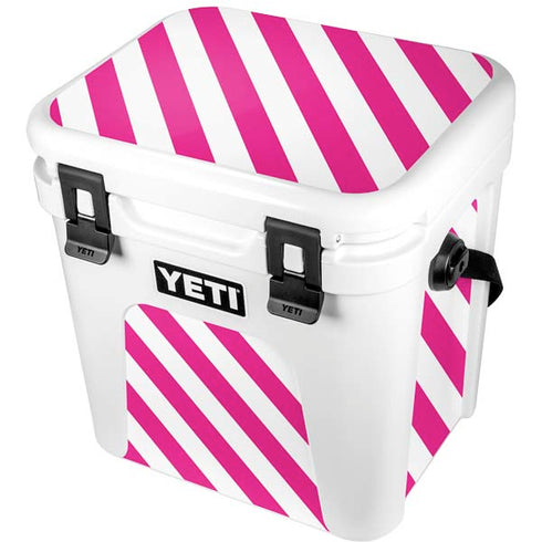Pink and White Geometric Stripes YETI Roadie 24 Hard Cooler Skin