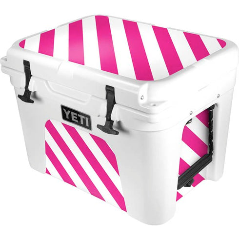 Pink and White Geometric Stripes YETI Tundra 35 Hard Cooler Skin