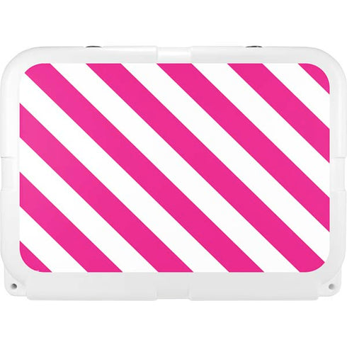 Pink and White Geometric Stripes YETI Tundra 35 Hard Cooler Skin