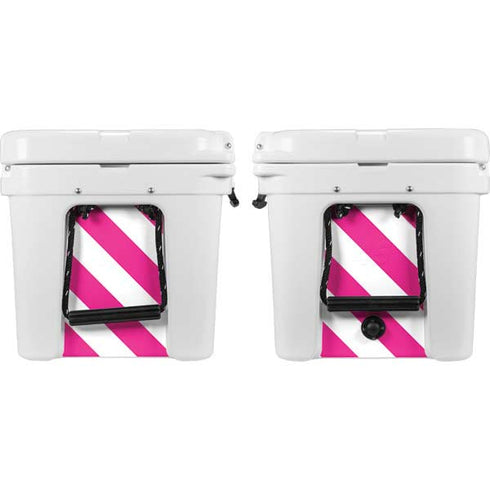 Pink and White Geometric Stripes YETI Tundra 35 Hard Cooler Skin