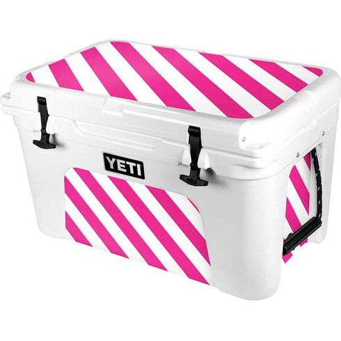Pink and White Geometric Stripes YETI Tundra 45 Hard Cooler Skin