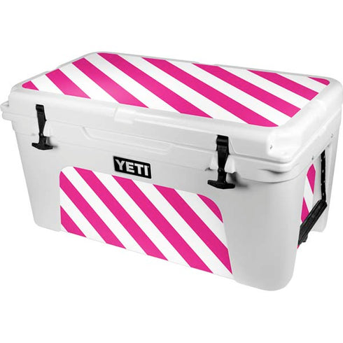 Pink and White Geometric Stripes YETI Tundra 65 Hard Cooler Skin