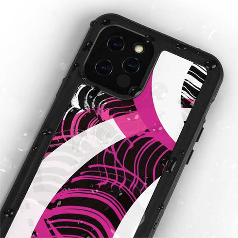 Pink and White Hipster iPhone 12 Pro Waterproof Case